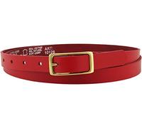 Vascavi - Cinturón de piel auténtica para mujer, hebilla dorada, 2 cm de ancho, cinturón vaquero para mujer, informal, vaquero, estrecho, para negocios, fabricado en Alemania, rojo, 85 cm Gesamtlänge