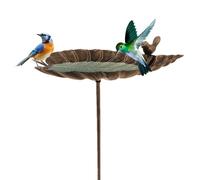Vaschetta per uccelli in piedi - Vaschetta per uccelli in metallo da esterno 27x20x5,5 cm | in ghisa a forma di foglia, fontana decorativa da giardino, design durevole e resistente alla ruggin