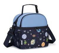 VASCHY Bolsa Térmica Infantil Doble Compartimento, 11,6 L, 25 x 19.5 x 24cm, Nevera Portátil Porta Alimentos para Niños y Niñas con Correa Ajustable, Colegio y Guardería, Espacio azul marino