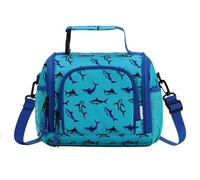 VASCHY bolsa Termica Infantil Grande para Almuerzo Niño y Niña, Bolsa Porta Alimentos con Correa Hombro Desmontable, Nevera Merienda para Picnic, Colegio y Viaje, Azul Tiburón