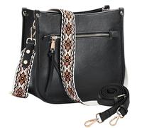 VASCHY Bolso Bandolera Mujer Mediano, Cuero Vegano Resistente con 2 Correas Ajustables, Antidesgaste Organizado para Trabajo Citas Compras Regalo, Negro