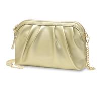 VASCHY Bolso Dorado Mujer Fiesta, Clutch de Noche Plisado con Diseño Concha, Cartera de Mano con Cadena Desmontable, 24 x 5 x 16,5 cm