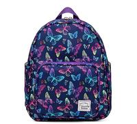 VASCHY Mochila Mujer Pequeña, Mochilas Escolar Niña Bolso Mochila Impermeable Bolso de Mano Casual Nylon Bolso de Hombro Mini Bolso Ordenador para Viaje Universidad Trabajo Compras, Mariposas Moradas