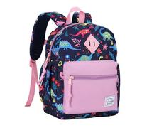 VASCHY Mochila niña 3-4 años Resistente al Agua Para Preescolar,Dino Morado | Mochila escolar infantil con Cierre en el Pecho,Bolsillos Laterales,Tirantes Acolchados Ajustables,Etiqueta Nombre Interior