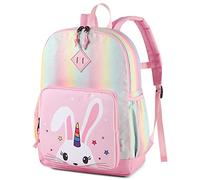 VASCHY Mochila Niña, Mochilas Escolares Mochila Infantil 4-6 Años para Escolar Ajustar Carpeta A4 con Bolsillos Laterales y Correa en Pecho (Conejo)