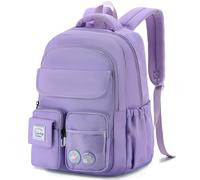 VASCHY Mochilas Escolares Niña, Mochila Niñas de 8 a 12 Años con Lindo Accesorios Mochilas Adolescentes Impermeable Mochila Chica Grande para Escuela Primaria Instituto Viaje, Morado
