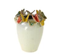 Vase Florero de Florero Werner Voß Mariposa 3D Blanco de Steingut 18,5 cm