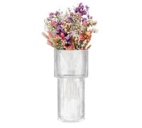 Vase moderne - Vase à fleurs décoratif en verre transparent, design cannelé élégant, matériau transparent durable, décoration élégante pour la maison | Parfait pour la décoration de mariage, manteau d