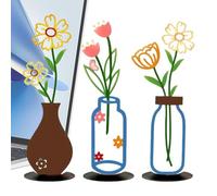 Vase Set - 3 Piece Table Vase, Art Statue for Bedroom Living Room, Metal Vessel with Modern Aesthetic Feature, Home Decor, Modern Ornament for Kitchen Farmhouse and Apartment Office Birthday Party