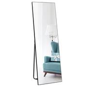 Vasemouh Espejo Grande de Cuerpo Entero 150x41cm, Marco Negro Espejo de Cristal Templado de Alta Definición, de Pie o de Pared, Apto para Baño, Salon,Habitacion y Recibidor.