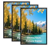 Vasemouh Marco 50x70, Marco de Fotos 50x70 de Pared, Ideal para Hogar y Oficina, Marco Negro de Aluminio, Juego de 3 Piezas