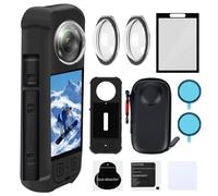 Vasgather Kit de Accesorios de protección para cámara Insta 360 X3 Incluye Cubierta Protectora de Silicona/Protectores de Pantalla/Funda de cámara (con Hebilla)/Protector de Lente Frontal detrás