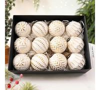 Vasiumic Adorno rústico vintage de cobre para árbol de Navidad, bola de plástico inastillable de 80 mm para decoración festiva del hogar, fácil de colgar, decoración ligera, segura alrededor de los