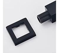 Vasiumic Conector de codo de ducha cuadrado negro con soporte de latón para ducha, rosca macho G de 1/2 pulgada para baño moderno, latón