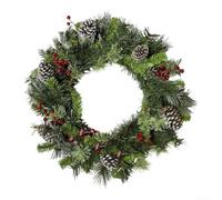 Vasiumic Corona de Navidad artificial con aguja de pino y vid para el hogar, guirnalda decorativa para puerta delantera, acento festivo realista, decoración fácil de colgar durante todo el año, (70 cm