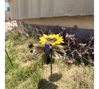 Vasiumic Estaca de jardín de colibrí alimentada por energía solar, decoración de pájaros voladores al aire libre con alas que aletean, adorno de patio resistente a la intemperie con jardines de