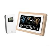 Vasiumic Estación meteorológica digital con sensor inalámbrico para exteriores, reloj despertador de madera, termómetro higrómetro, monitor de temperatura interior y exterior, monitor de humedad para