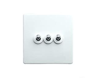 Vasiumic Interruptor de luz de pared de acero, ignífugo con palanca de latón, panel de interruptor basculante retro para oficina en casa, hotel, blanco 100x100 mm (4)