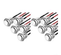 Vasiumic Interruptor momentáneo de 15 cm, precableado, impermeable, para barcos, proyectos de botón de barco, 10 unidades, 12 mm, cable plateado Ip65