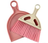 Vasiumic Juego de escoba y recogedor de escritorio para limpieza de oficina en casa, kit de barrido de plástico compacto con gancho para colgar, cepillo de mano ligero para espacios pequeños (rojo)