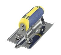 Vasiumic Juego de herramientas manuales ranuradoras de hormigón de acero inoxidable con extremos curvados y borde radiado para acabado de yeso de cemento liso y estuco, mango que reduce la fatiga (b)