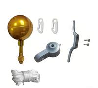 Vasiumic Kit de accesorios para asta de bandera redonda chapada en oro con polea de camión, clip de cuerda de bola para postes de 2 pulgadas de diámetro, decoración de jardín (bola 1)