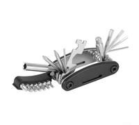 Vasiumic Kit de herramientas plegable multifuncional 21 en 1 para reparación de montaña, portátil de 8,5 x 4,2 x 2,5 cm, juego de llaves de acero al carbono con fijación de neumáticos (negro)
