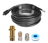 Vasiumic Kit de manguera de limpieza de drenaje de acero con M22 para Karcher K2 K3, herramienta de desatasco de tuberías de alcantarillado de alta presión con boquillas giratorias (10 m)
