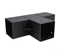 Vasiumic Kit de soporte de esquina para pérgola de acero al carbono resistente recubierto negro, ángulo recto de 3 vías con base, se adapta a agujeros de postes de madera estándar nominal de 4 x 4