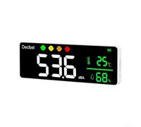Vasiumic Medidor de decibelios montado en la pared: monitor de humedad de temperatura de ruido real con indicador visual de 4 LED, control de hospital, oficina, escuela, hospital (℉)