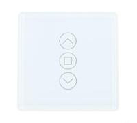 Vasiumic Persianas enrollables con interruptor de obturador, para controlador de cortina Tuya WiFi con panel de vidrio 2.5D, control de voz y temporizador, calibración 1-100%, color blanco