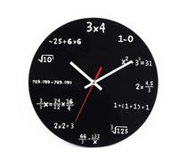 Vasiumic Reloj de pared de mesa periódica de 12 pulgadas, fórmula matemática creativa, decoración de ciencias, aula, oficina en casa, silencioso, acrílico, redondo, negro (B)