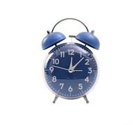 Vasiumic Reloj despertador doble vintage con luz, extra fuerte, silencioso, sin tictac, dormitorio, oficina en casa, dormitorio, reloj de escritorio retro de 4 pulgadas, negro (azul)