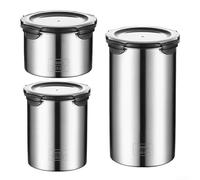 Vasiumic Tarro hermético de acero inoxidable para almacenamiento de alimentos con tapa de sellado al vacío, junta de silicona y abrazadera de bloqueo, botes de 500 ml, 900 ml, 1400 ml para granos de