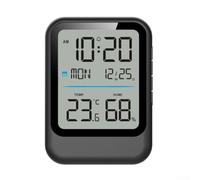 Vasiumic Termómetro digital higrómetro interior, reloj electrónico multifuncional con pantalla grande para oficina en casa, pared o escritorio, monitor de temperatura y humedad, negro (negro)