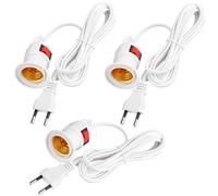 Vaskula 3 Piezas Casquillo E27 Blanco Portalámparas con enchufe y Cable Eléctrico de 4 m Portalámparas con Interruptor Casquillos para Bombillas para Lámpara Colgante Luz de Techo