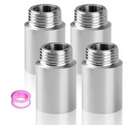 Vaskula 4 Piezas Prolongación de Grifo 1/2 Pulgada x 30mm Acero Inoxidable Extensión de Grifo Accesorios con Cinta Selladora Extensión de Rosca para Grifos Válvulas Angulares y Cabezales
