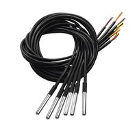 Vaskula 6 Piezas Sensor Temperatura 1m Temperature Probe Negro Sensor de Temperatura Digital Compatible con Shelly Cable Impermeable Digital de Acero Inoxidable para Cámaras Frigoríficas
