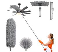 Vasmeiy Plumero Telescópico Extensible, Microfibra Lavable, con Plumero Largo Extensible de 1,5 a 4,9 m, Duster para Limpieza Techo, Telarañas, Ventiladores de Techo Alto