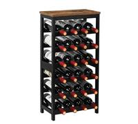 VASMIA Botellero de bambú para 24 Botellas, estantería con 6 Niveles para sótano, Cocina, Bar, Comedor, Soporte para Botellas de Madera con Tablero de Mesa, 41 x 24 x 81 cm, Marrón Vintage