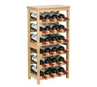 VASMIA Botellero de bambú para 24 Botellas, estantería con 6 Niveles para sótano, Cocina, Bar, Comedor, Soporte para Botellas de Madera con Tablero de Mesa, 41 x 24 x 81 cm, Natural