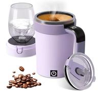 Vaso agitador automático de 380 ml con tapa e indicador de temperatura táctil LCD, taza de agitación magnética automática de acero inoxidable, taza de café, agitador magnético para café, leche de soja