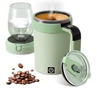 Vaso agitador automático de 380 ml con tapa e indicador de temperatura táctil LCD, taza de agitación magnética automática de acero inoxidable, taza de café, agitador magnético para café, leche de soja