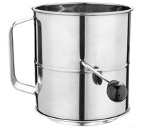 Vaso agitador de harina manual - Tamiz de malla de acero inoxidable para ingredientes secos - Tamiz de mango ergonómico para repostería y fabricación de pan, 16 cm (8 tazas)