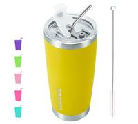 Vaso aislado BJPKPK de 20 oz con tapa y pajita de acero inoxidable