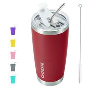 Vaso aislado BJPKPK de 20 oz con tapa y pajita, taza de caf de acero inoxidable, vasos, tazas, rojo