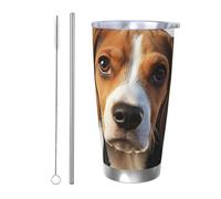 Vaso aislado con tapa y popote, 20 onzas, taza de café de viaje de acero inoxidable, taza de té de doble pared, lindo perro Beagle, botella de agua a prueba de fugas, regalo para mujeres y hombres