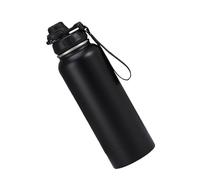 Vaso aislado grande de 730 ml con tapa - Botella de agua reutilizable con tapa y paja, soporte para recipiente móvil | Vaso de vacío de metal y manta para fugas para café helado, de té, gimnasio