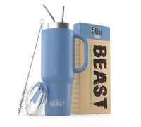 Vaso Beast de 50 oz de acero inoxidable con aislamiento al vac o para caf y hielo, termo de viaje de doble pared (azul cielo tormentoso)