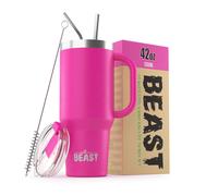Vaso Beast de 50 oz de acero inoxidable con aislamiento al vac o para caf y hielo, termo de viaje de doble pared (rosa pastel)